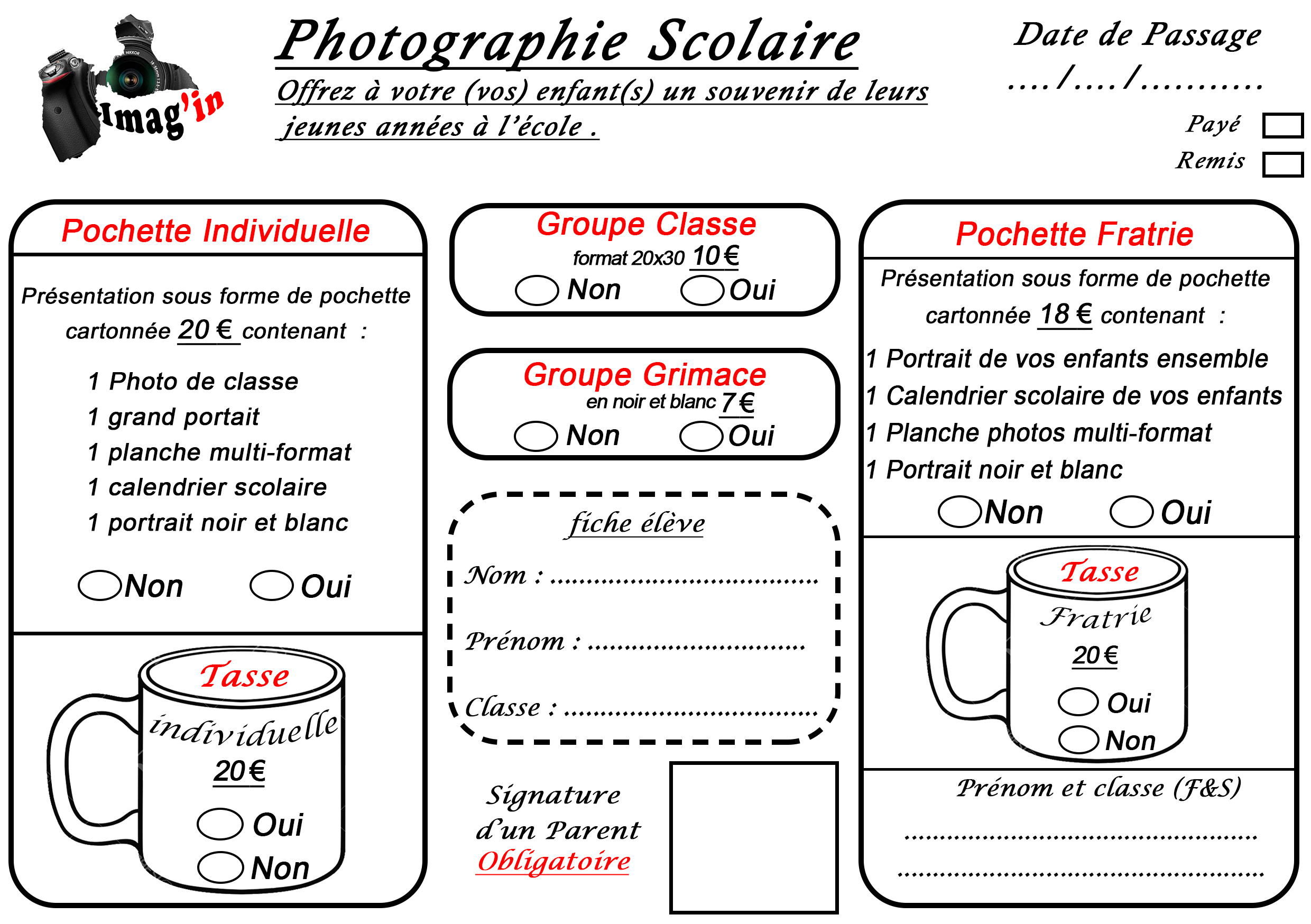 Flyer Imag'in photographie scolaire
